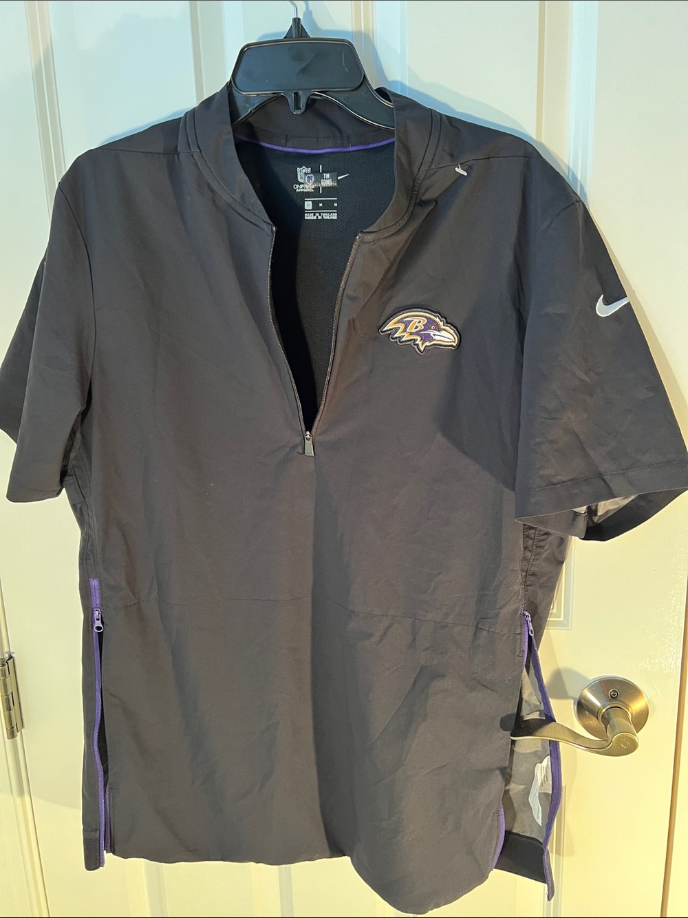 Nike NFL Baltimore Ravens Sideline Anorak Jacket Official Team-Issued Half Zip